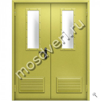 Дверь противопожарная двустворчатая EI-30 с вентиляцией - купить от производителя Мосдвери Дверь противопожарная двустворчатая EI-30 с вентиляцией