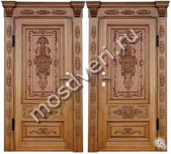 Элитная металлическая дверь с резьбой по массиву - купить от производителя Мосдвери Элитная металлическая дверь с резьбой по массиву